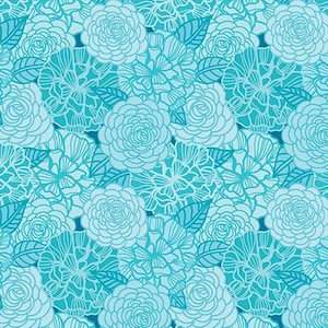 Blooms in Turquoise from the Rooville Collection by Kimberly Einmo for Benartex Fabrics - 100% Cotton
