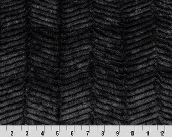 Luxe Cuddle® Ziggy in Black Embossed Minky Fur from Shannon Fabrics - Zig Zags / Chevron- 12mm Pile