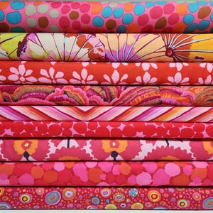 Kaffe Fassett Hot Pink FABRIC BUNDLE From Free Spirit - 9 Fabrics Total - 100% High Quality Quilt Shop Cotton- Patterns May Vary