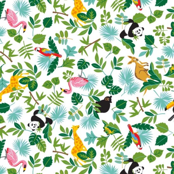 Tossed Leaves and Animals from Studio E Fabric's Little Explorer Collection by Sarah Frederking 100% Cotton E4227-64