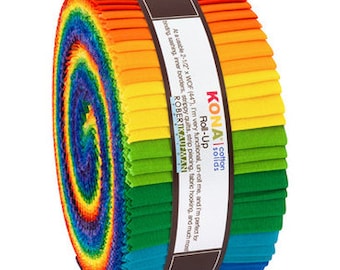 Kona® Cotton - Bright Rainbow Palette Bundle JELLY ROLL 40 2.5-inch Strips from Robert Kaufman RU-784-40