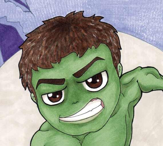 Hulk Chibi Avenger Art Print Etsy