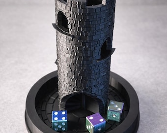 Torre dei dadi a castello stampata in 3D con vassoio / DnD RPG