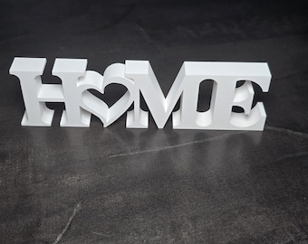 Cartello HOME in plastica bianca con ritaglio a forma di cuore – Espositore decorativo per lettere