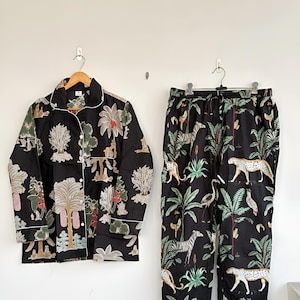 Hand Block Print Cotton Pajama Set: Floral Indian Nightwear 2