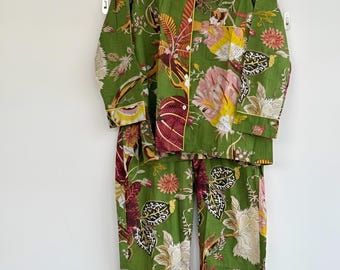 Handmade Indian Cotton Pajama Set: Striped Soft Nightwear