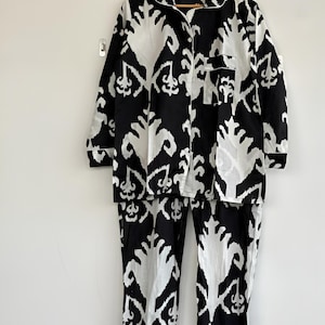 Hand Block Print Cotton Pajama Set: Floral Indian Nightwear 7