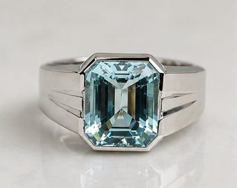 Emerald Cut Solitaire Men’s Ring • Minimalist Statement Band • Dainty Modern Engagement Ring • Elegant Everyday Jewelry • Gift for Him