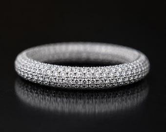 Pavé Eternity Band Ring • Minimalist Stackable Band • Dainty Full Eternity Ring • Elegant Everyday Jewelry • Gift For Her
