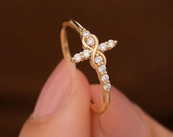 Infinity Cross Ring • Faith Ring • Religious Jewelry • Minimalist Band Ring • Dainty Everyday Ring • Stackable Ring • Gift For Her
