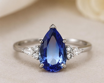 Pear Shaped Engagement Ring • Vintage Inspired Promise Ring • Dainty Minimalist Jewelry • Elegant Everyday Ring • Gift For Her