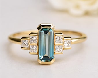 Minimalist Stackable Ring • Dainty Gold Band • Emerald Cut Statement Ring • Elegant Everyday Jewelry • Gift For Her