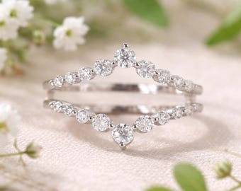 Enhancer Ring • Curved Wedding Band • Stacking Ring • Minimalist Bridal Enhancer • Delicate Sparkle Band • Anniversary Gift For Her