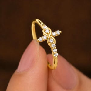 Infinity Cross Ring • Faith Ring • Religious Jewelry • Minimalist Band Ring • Dainty Everyday Ring • Stackable Ring • Gift For Her