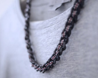 Minimal Black Coating Chain With Antique Ribbon Necklace