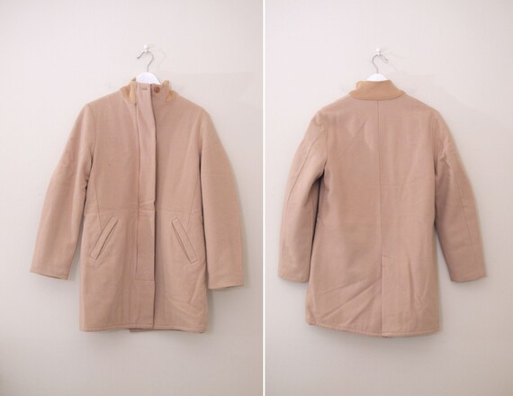 Vintage 90s Helmut Lang Beige Wool Blend Coat Wom… - image 1