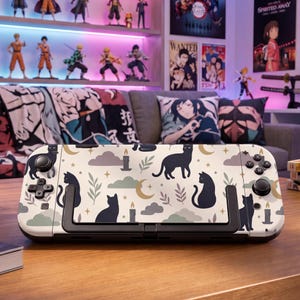 Cute Pastel Witchy Black Cat Crescent Moon Botanical Print Nintendo Switch 2 Cover