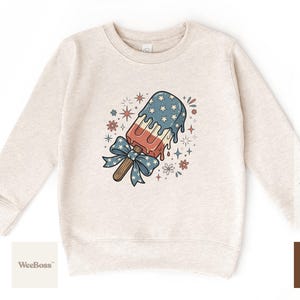 Ghiacciolo patriottico / Divertente illustrazione di un gelato stellato / Body per neonati, maglietta e felpa per bambini immagine 3