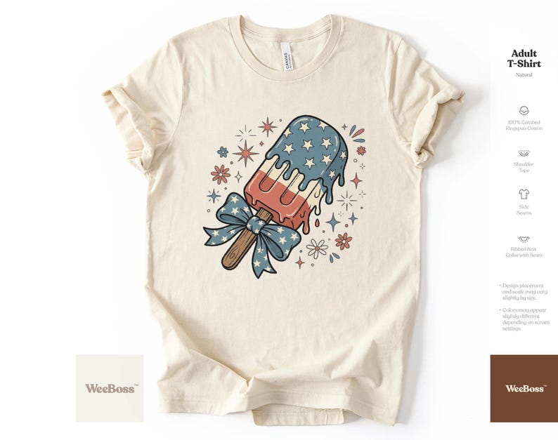 Ghiacciolo patriottico / Divertente illustrazione di un gelato stellato / Body per neonati, maglietta e felpa per bambini immagine 6