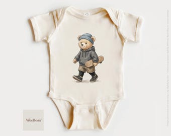 Body bébé ours sur roues | T-shirt pour tout-petit, sweat-shirt | Tenue de petit aventurier