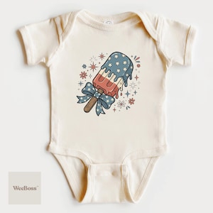 Ghiacciolo patriottico / Divertente illustrazione di un gelato stellato / Body per neonati, maglietta e felpa per bambini immagine 1