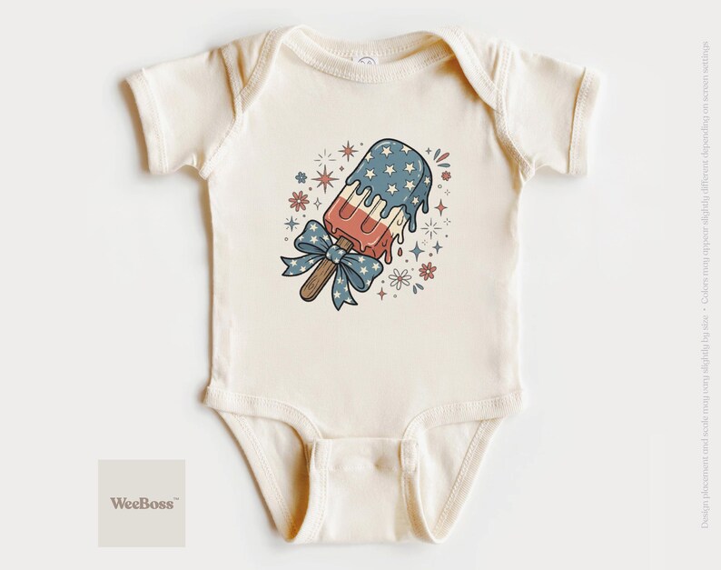 Ghiacciolo patriottico / Divertente illustrazione di un gelato stellato / Body per neonati, maglietta e felpa per bambini immagine 1