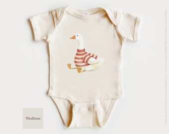 Adorable oie - Body pour bébé | Tenue minimaliste pour nouveau-né, créations WeeBoss™
