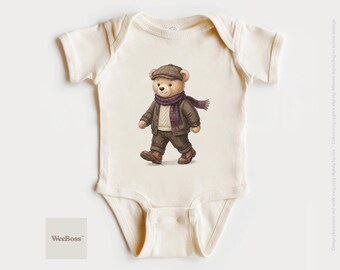 Body bébé ours douillet | Tenue automne-hiver pour tout-petit, t-shirt Woodland Adventure