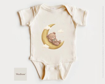 Décoration de chambre d'enfant lune ours en peluche endormi | Body pour bébé, t-shirt pour tout-petit, sweat-shirt