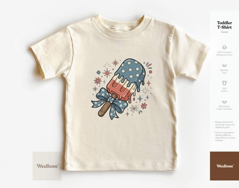 Ghiacciolo patriottico / Divertente illustrazione di un gelato stellato / Body per neonati, maglietta e felpa per bambini immagine 2