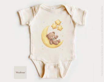 Body bébé étoiles de lune ours en peluche | Tenue de fête pour nouveau-né