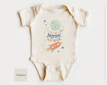 Body bébé Je t'aime jusqu'à la lune | Conception fantaisiste de fusée et de lune