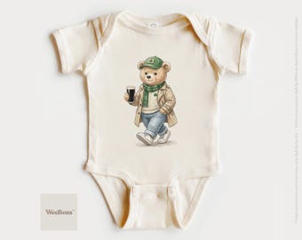 Body ours de la Saint-Patrick | Ensemble vert, imprimé ours festif, vêtements pour bébé