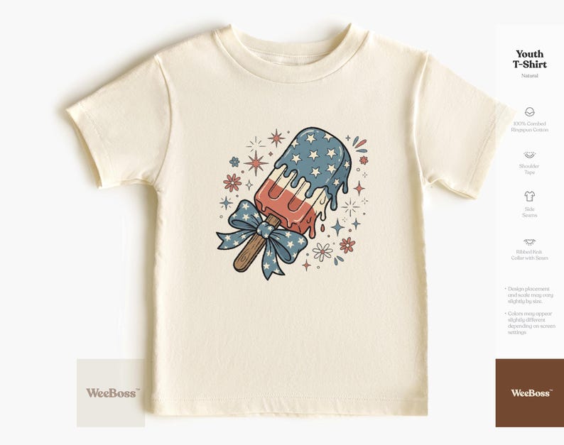 Ghiacciolo patriottico / Divertente illustrazione di un gelato stellato / Body per neonati, maglietta e felpa per bambini immagine 4