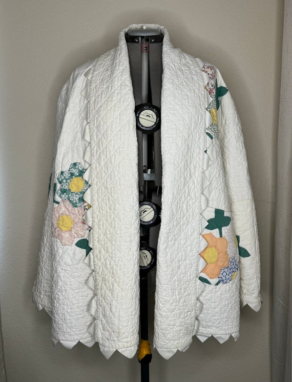 Floral Garden Vintage Quilt Coat - image 1