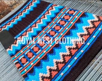 Blue Western pleasure horse show Saddle pad 34×42 inches