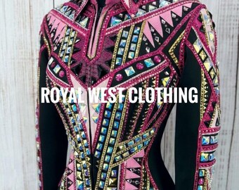 Pink Western Show Jacket, Rhinestone Embellished