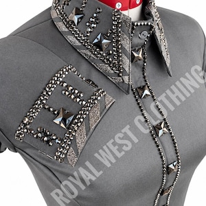 Dark Grey Western Show Shirt, Horsemanship Rail Jacket