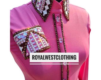 Pink Western Show Shirt: Rhinestone Embellished, Horsemanship Apparel