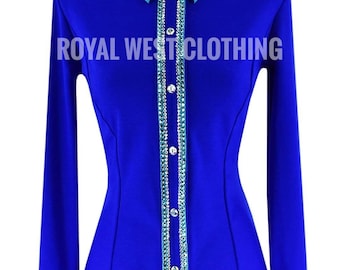 Blauw western wedstrijdshirt, jack horsemanship rail