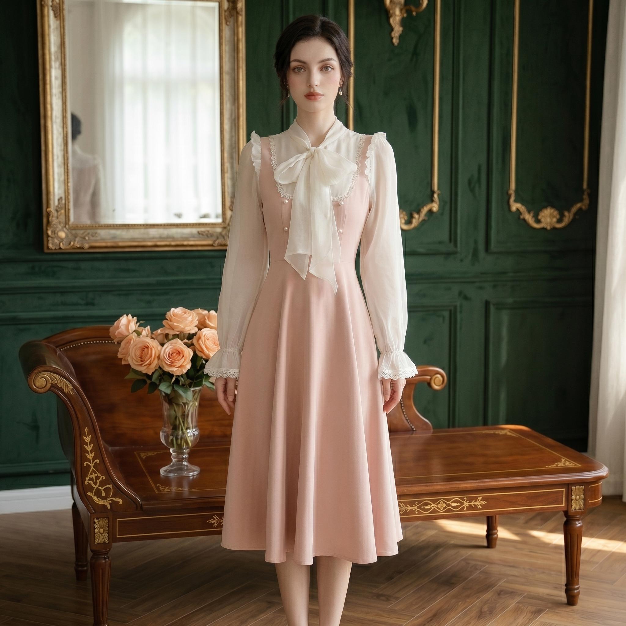Modest Blush Pink Lace Dress - Etsy