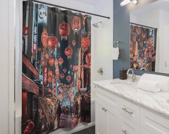 South Korea Shower Curtain | Korean Flag, Seoul Skyline Bathroom Decor, Gift for Couples, Home Accessories, Cozy Vibes, Christmas Gift Idea