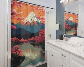 日本の風景 桜 滝 富士山 - ヴィンテージ油絵、日本のアート絵画