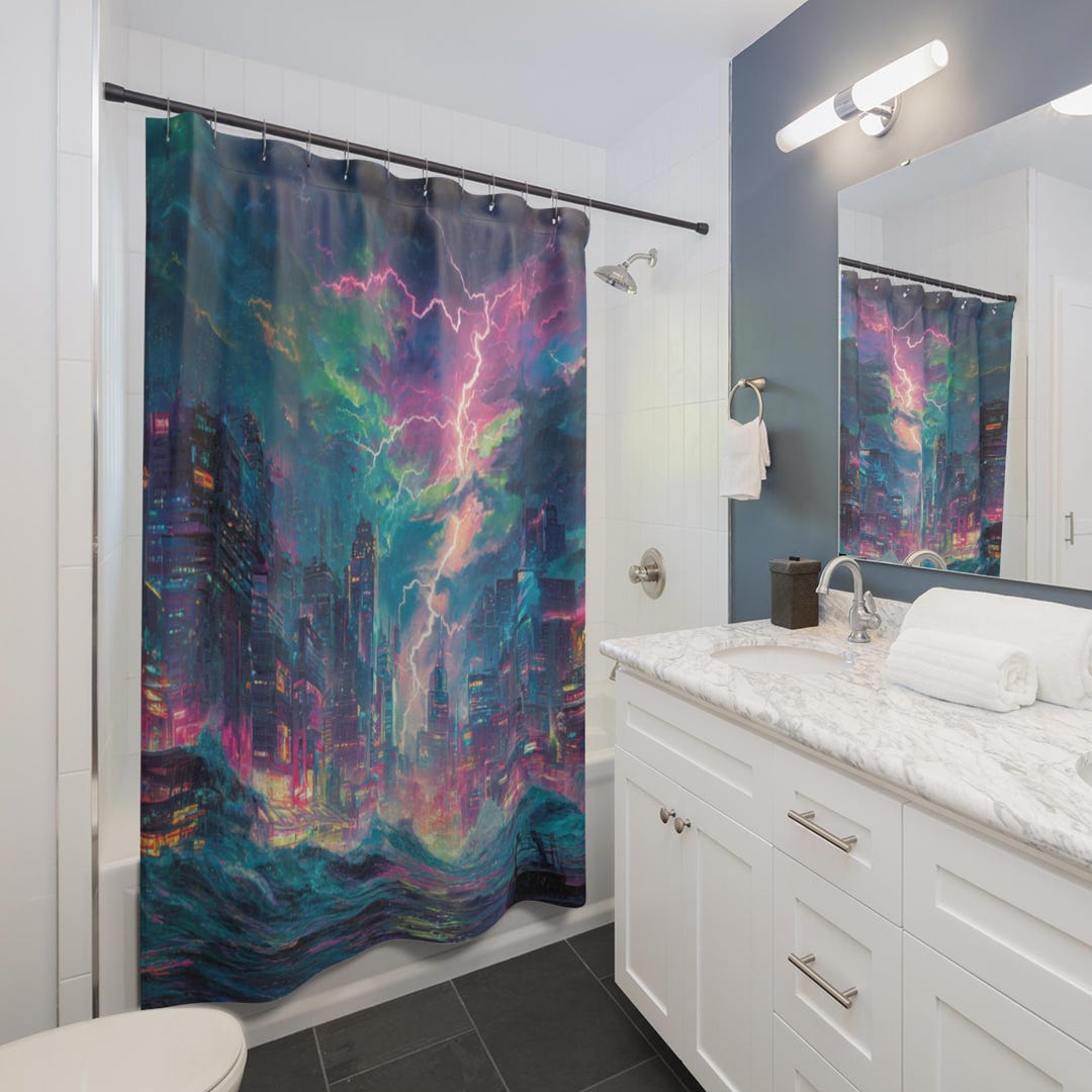 Crash of Elements Shower Curtain, Bathroom Essential, Gift for Couples ...