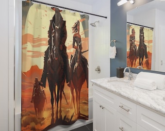 Wild West Shower Curtain | Western Horse Scene, Gift for Couples, Home Accessories, Cozy Vibes, Christmas Gift Idea