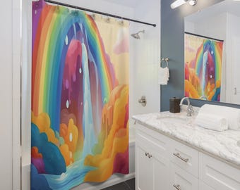 Upward Waterfall Wonder Shower Curtain | Colorful Fantasy Decor, Gift for Couples, Home Accessories, Cozy Vibes, Christmas Gift Idea