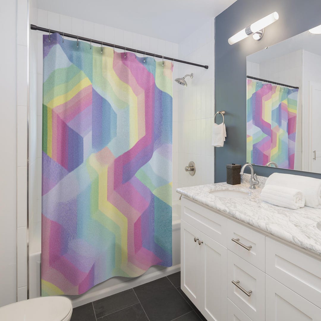 Echo Loop Pattern Shower Curtain, Bathroom Decor, Bathroom Essential ...
