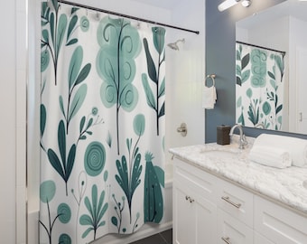 Cozy Leaf Branches Shower Curtain | Modern Leafy Bathroom Decor, Gift for Couples, Home Accessories, Cozy Vibes, Christmas Gift Idea