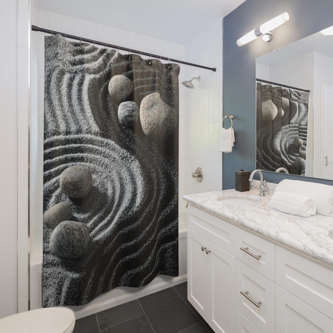 Sacred Sand Patterns Shower Curtain | Raked Sand Spa Bathroom Decor ...