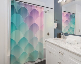 Rideau de douche pastel mélangé Drift | Déco salle de bain couleur lavande ombrée, cadeau pour couple, accessoires de maison, ambiance cosy, idée cadeau de Noël
